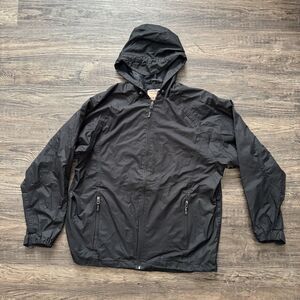 Cold Storage Foul Weather Gear Mens Black Hooded Rain Jacket full Zip Size L